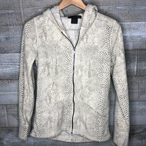 Calvin Klein snakeskin zip up printed fall winter hooded fleece sweater